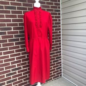 secretary teacher collar dress pinstripe pockets